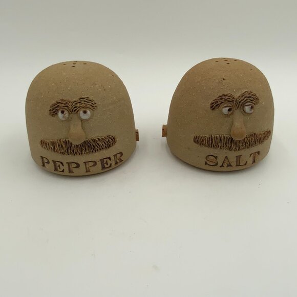 Marion Schlauch Other - 1981 Signed Marion Schlauch Salt & Pepper Shakers Stoneware Men with Mustaches